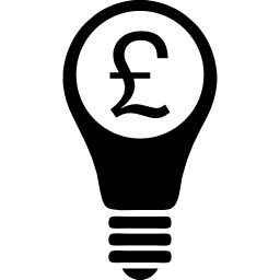 glühbirne mit britischem pund-symbol icon