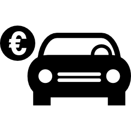 voiture avec symbole de l'euro Icône