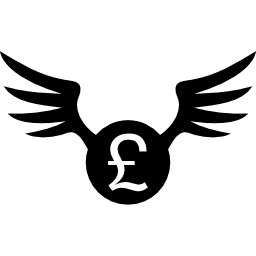 Британский фунт монета с крыльями иконка