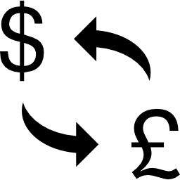 cambio dollaro e sterlina inglese icona