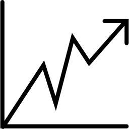 Line graph with ascending arrow icon