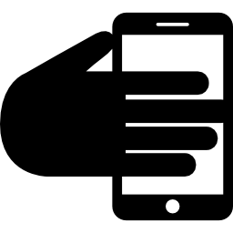 smartphone con mano icono
