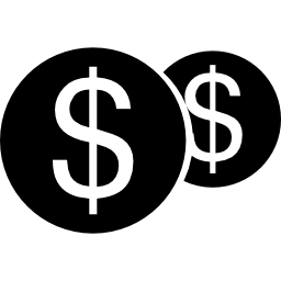 Две долларовые монеты иконка