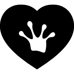 Heart with a frog footprint icon