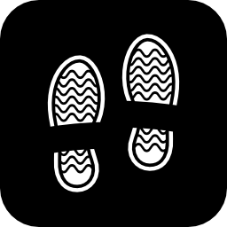 impronte di scarpe su un quadrato icona