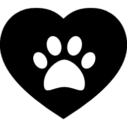 hondenpootafdruk op een hart icoon