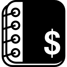 taccuino con il simbolo dei dollari icona