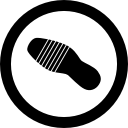 Shoe single footprint in a circle outline icon