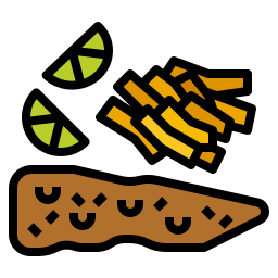peixe e batata frita Ícone