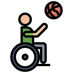 básquetbol en silla de ruedas icono