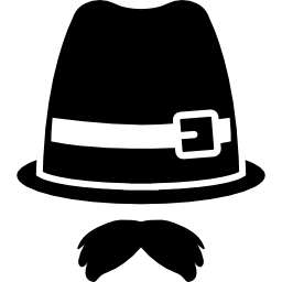 baffi e cappello fedora con fibbia icona