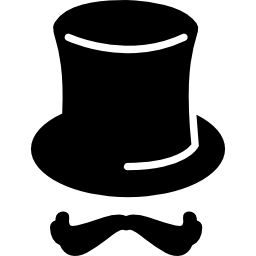 sombrero de copa con bigote icono
