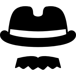 bigote y sombrero fedora icono