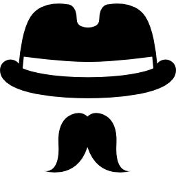 chapeau fedora avec moustache Icône