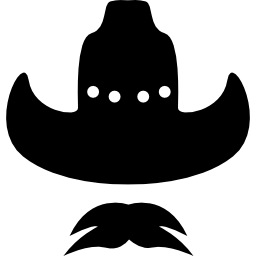 sombrero de vaquero con bigote icono