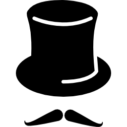 sombrero alto con bigote icono
