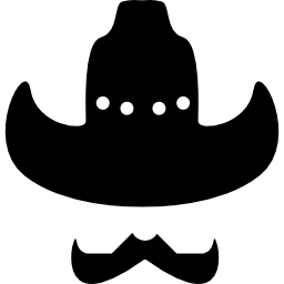 cappello da cowboy con baffi icona