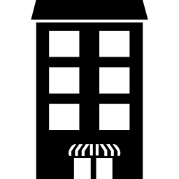 edificio alto con porta coperta icona
