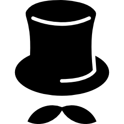 Высокая шляпа с усами иконка