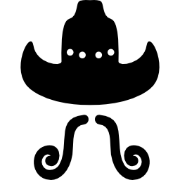 sombrero de vaquero con bigote icono