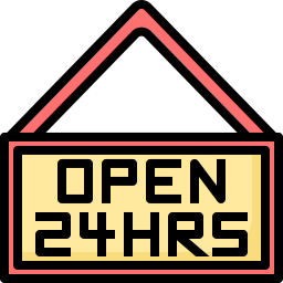 abierto las 24 horas icono
