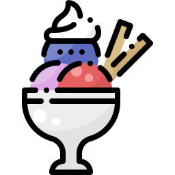 helado con frutas y nueces icono