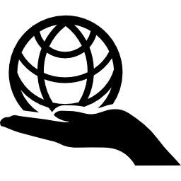 Globe on hand icon