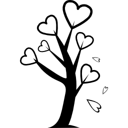drzewo z sercami ikona