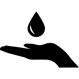 goccia di pioggia su una mano icona