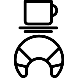 Mug and croissant outline icon