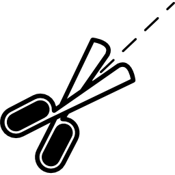 Scissor tool with broken lines icon