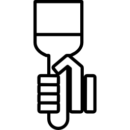 Hand with paint brush outline icon