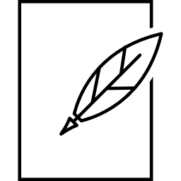 Feather pen and paper outline icon