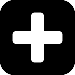 plussymbool in een afgerond zwart vierkant icoon