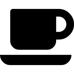 tazza di caffè su un piatto sagome nere icona