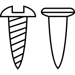 schroef en spijker schetst zijaanzicht icoon