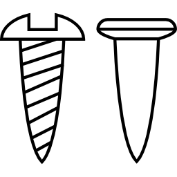 Screw and nail outlines side view icon