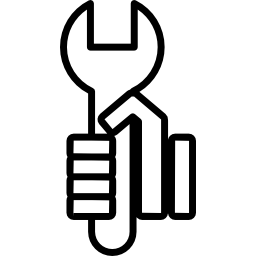 outil clé dans une main Icône