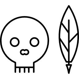 Indian old skull with a feather icon