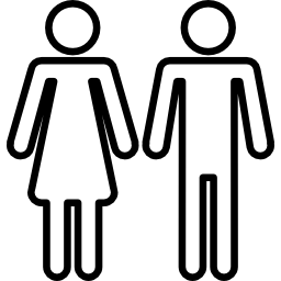 vrouwelijke en mannelijke vormen silhouetten contouren icoon
