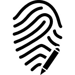 Fingerprint mark with pen icon
