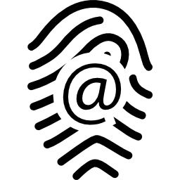 impronta digitale con segno arroba icona