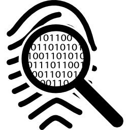visualizzazione di un'impronta digitale come codice binario icona