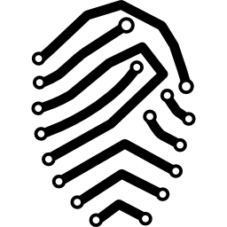 Fingerprint variant made of lines and small circles icon
