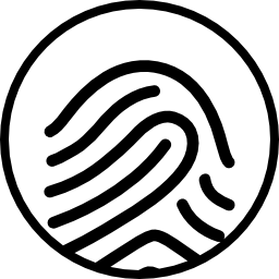 segno di impronte digitali a forma di cerchio icona