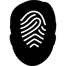 fingerabdruck auf einer männlichen kopfschattenbild icon