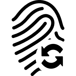impronta digitale con simbolo di aggiornamento icona