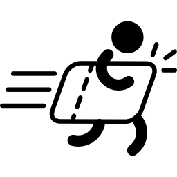 Running man silhouette with delivery icon