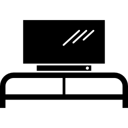 Flat screen computer monitor on table icon