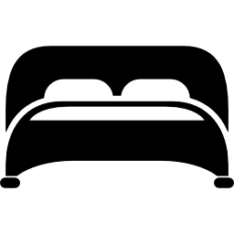 Bed with two pillows bottom view icon